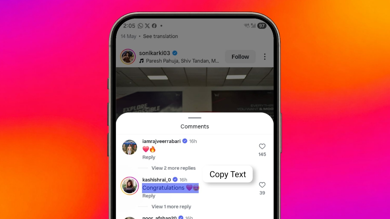 Copy Instagram Comments